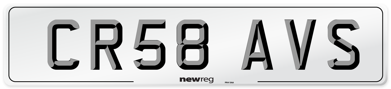 CR58 AVS Number Plate from New Reg